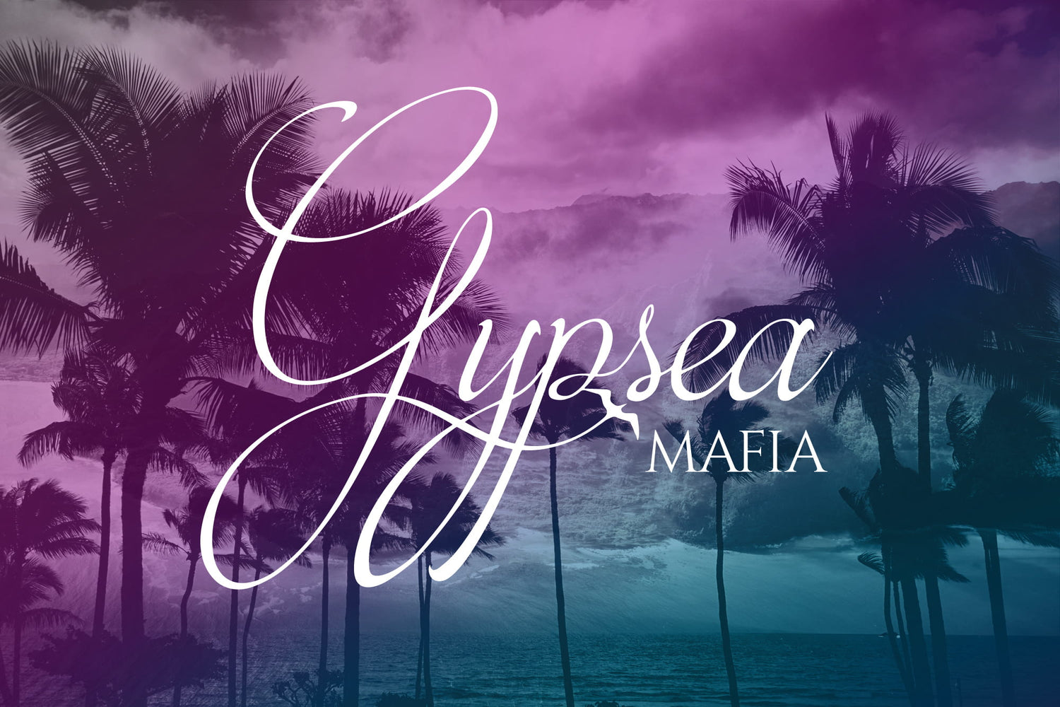 Gypsea Mafia white logo on beach background