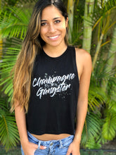 Load image into Gallery viewer, Champagne Gangster Crop Racerbak Tank
